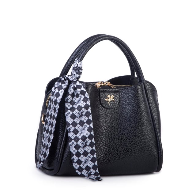 Nas Bag Fularlı Mini Boy El ve Çapraz Çanta Siyah  Lopez
