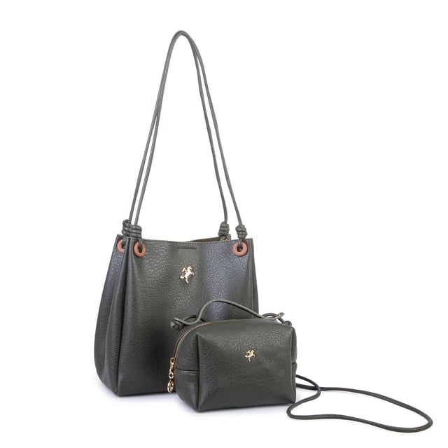 Nas Bag Kadın 2 li Set Omuz ve Çapraz Çanta Haki Taba Victoria