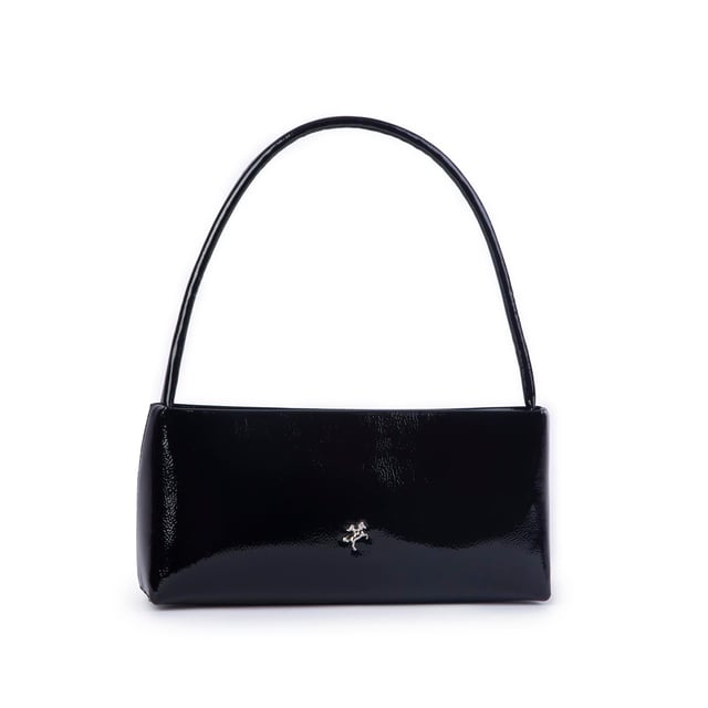 Nas Bag Kadın Basic Baget Omuz ve Çapraz Çanta Siyah Rugan (27x12 cm )