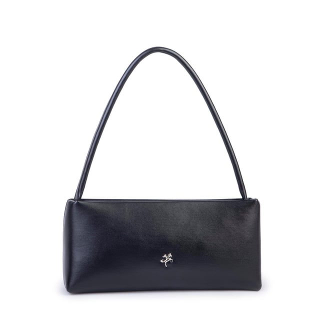 Nas Bag Kadın Basic Baget Omuz ve Çapraz Çanta Siyah Kımera (27x12 cm )