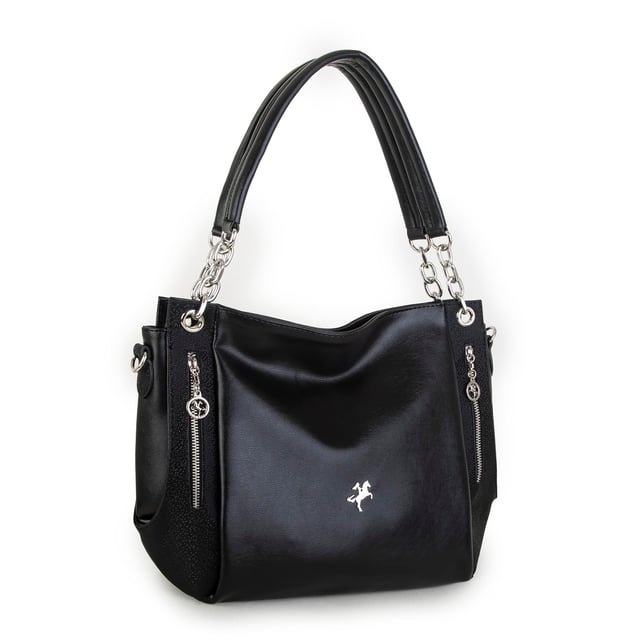 Nas Bag Kadın Büyük Boy Omuz Çantası Siyah Gri Nero ( 45x34x21 cm)
