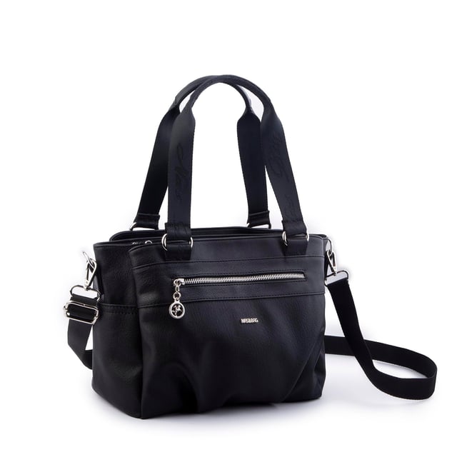 Nas Bag Kadın Çanta Omuz El ve Çapraz Çanta Çok Gözlü Siyah King  (en:37 cm ; boy:24 cm )