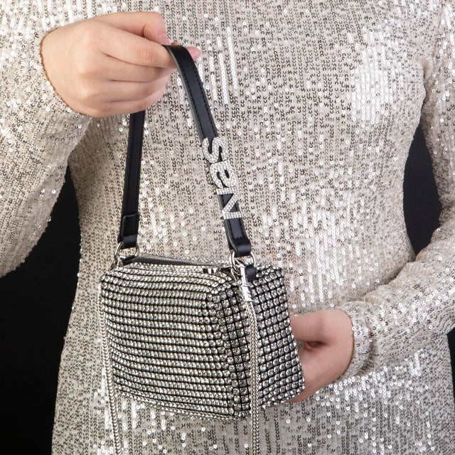 Nas Bag Kadın Çapraz  Çanta Black White Diamond SiyahTaşlı 