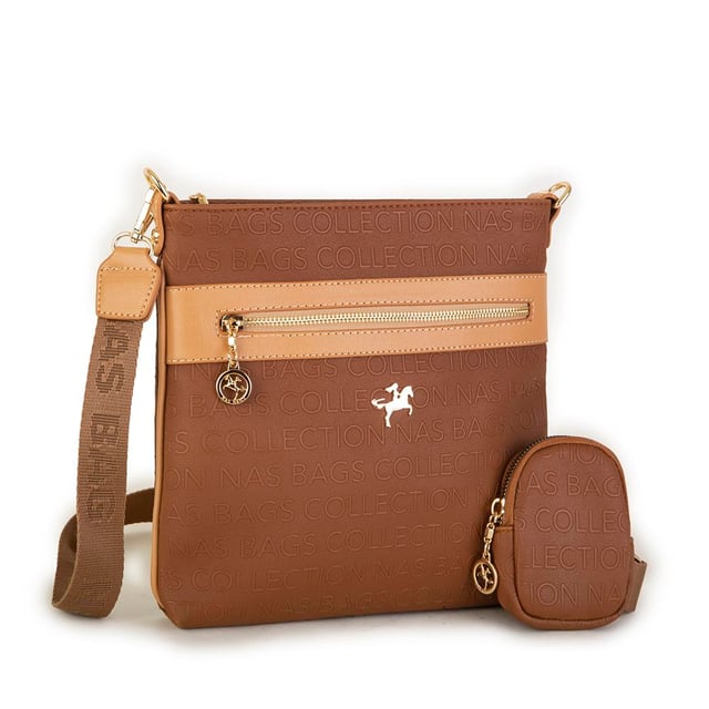 Nas Bag Kadın Çapraz Çanta Taba Camel Gofraj