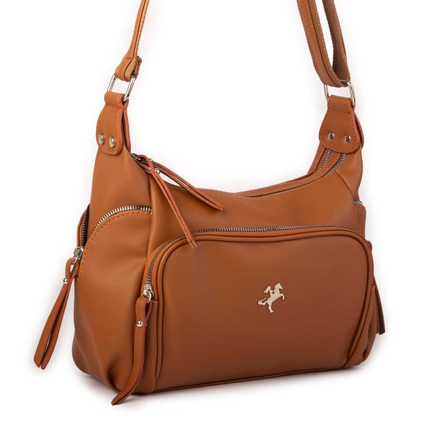 Nas Bag Kadın Çapraz Çanta Taba  Dona   ( 26x21x15 cm)