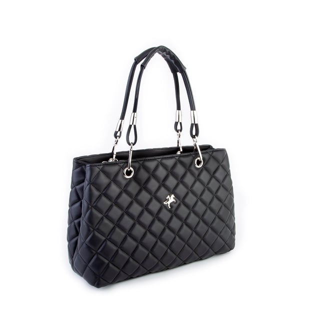 Nas Bag Kadın El ve Omuz  Çantası Siyah Kuzu (en:23 cm x boy :36 cm)
