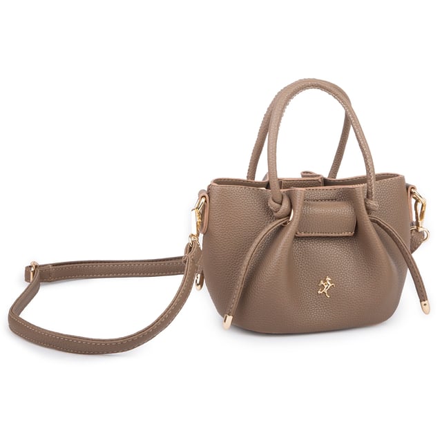 Nas Bag Kadın Mini Büzgülü Şık Çapraz Çanta Vizon