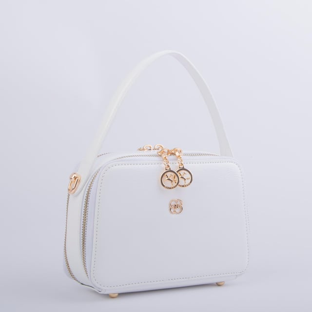 Nas Bag Kadın Mini El ve Çapraz Çanta Beyaz Krşk Rugan (en:20 boy :15)