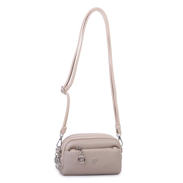 Nas Bag Kadın Mini Spor Şık Günlük Postacı Çapraz Çanta (en 18 cm , boy 10 cm ) Kum Victoria