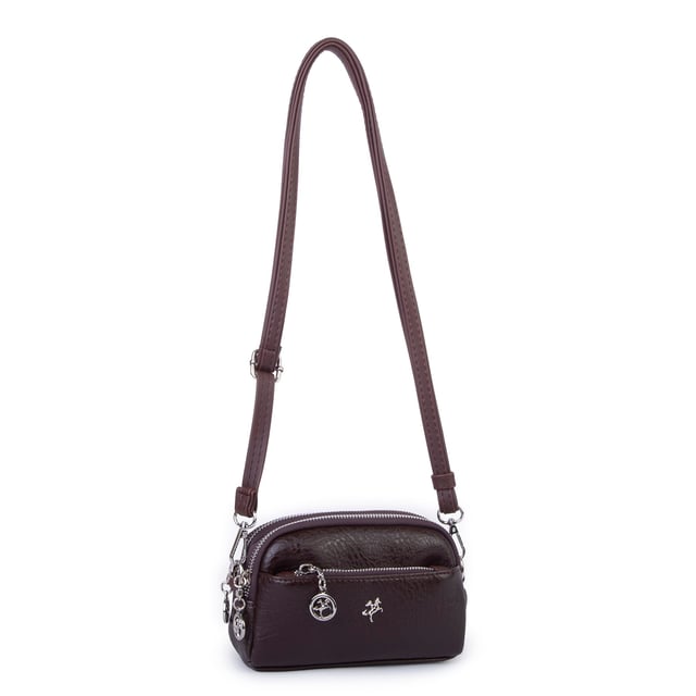 Nas Bag Kadın Mini Spor Şık Günlük Postacı Çapraz Çanta (en 18 cm , boy 10 cm ) Kahve Victoria