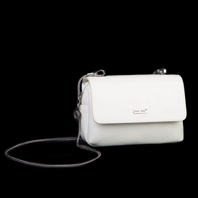 Nas Bag Kadın Mini Zincirli Omuz ve Çapraz  Çanta Krem ( 19x10 cm )
