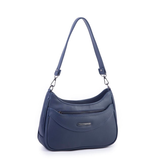 Nas Bag Kadın Omuz ve Çapraz Baget Çanta Lacivert Prestij ( 28x17  cm)