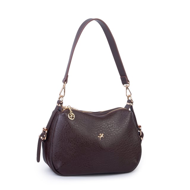 Nas Bag Kadın Omuz ve Çapraz Çanta Çok Gözlü Şık Tasarım (28x18 cm) Kahve Victoria