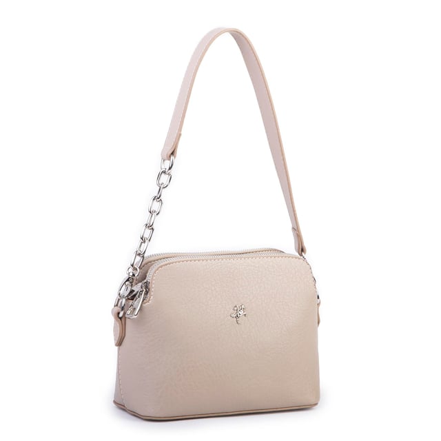 Nas Bag Kadın Omuz ve Çapraz Zincirli ve Uzun Çift Askılı (20x15 cm) Kum Victoria