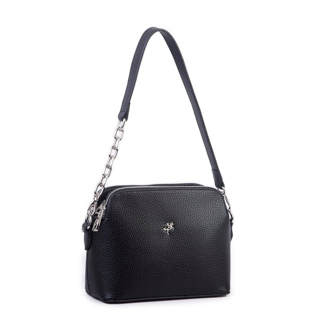 Nas Bag Kadın Omuz ve Çapraz Zincirli ve Uzun Çift Askılı (20x15 cm) Siyah Lopez