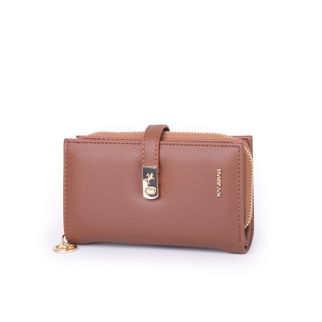 Nas Bag Kadın Orta Boy Kartlık Kağıt Para ve Bozuk Para Tasarımına Sahip Taba Dona [16x9 cm]