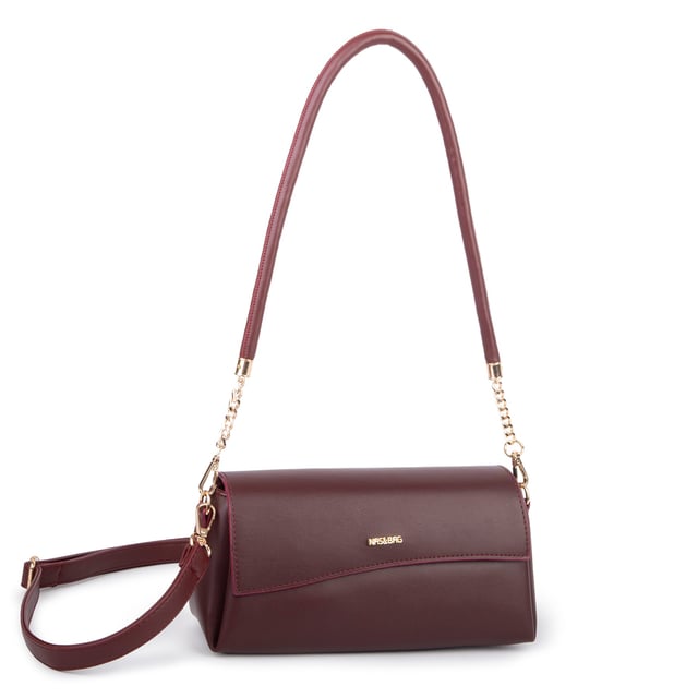 Nas Bag Kadın Sade Şık Omuz ve Çapraz Çanta (en 24 cm ;boy 12 cm ) Bordo