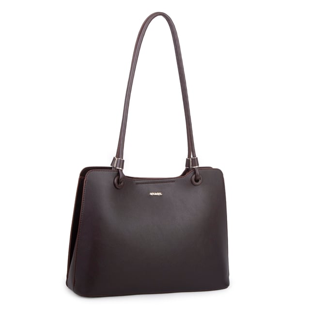 Nas Bag Kadın Sade Şık Zamansız Omuz Çantası ( 32x22 cm ) Kahverengi 