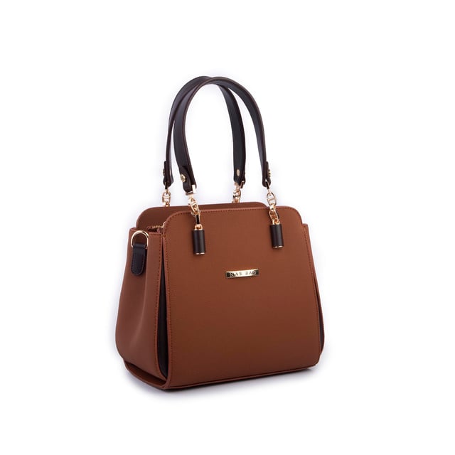 Nas Bag Kadın Sade ve Şık El ve Omuz Çantası Taba Kahve  Lacst  (Ölçüsü:24x21x16)