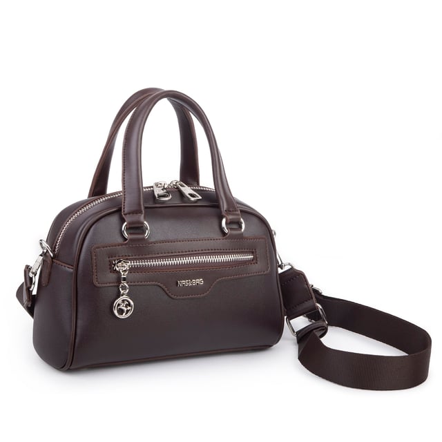 Nas Bag Kadın Şık El ve Postacı Çanta (en 22 cm , boy 16 cm ) Kahverengi