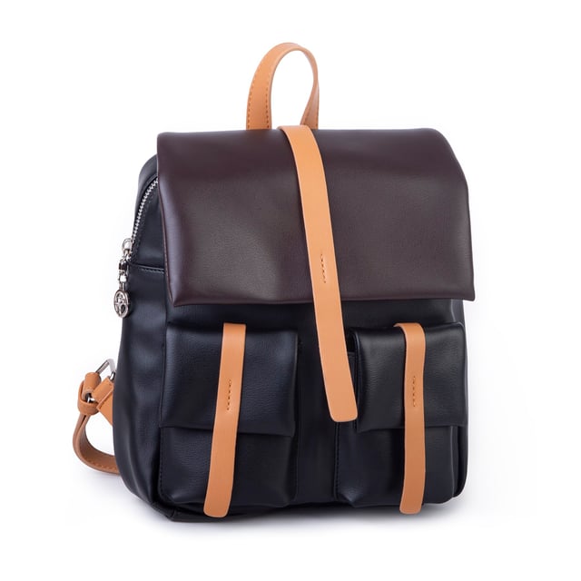 Nas Bag Kadın Şık Günlük Cepli Yumuşak Deri Sırt Çantası Siyah Camel Kahve 
