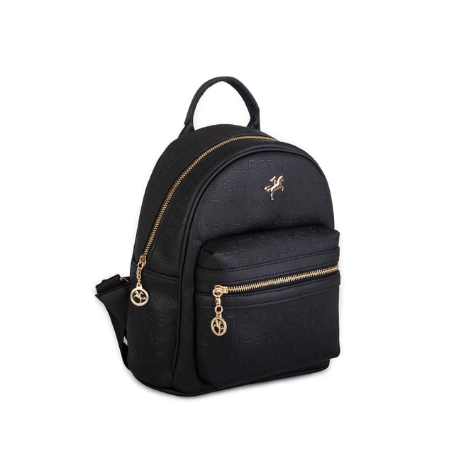 Nas Bag Kadın Sırt Çantası Geniş Hacimli Siyah Gofraj