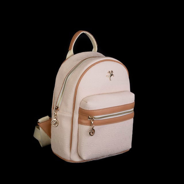 Nas Bag Kadın Sırt Çantası Geniş Hacimli  Krem Camel Gofraj