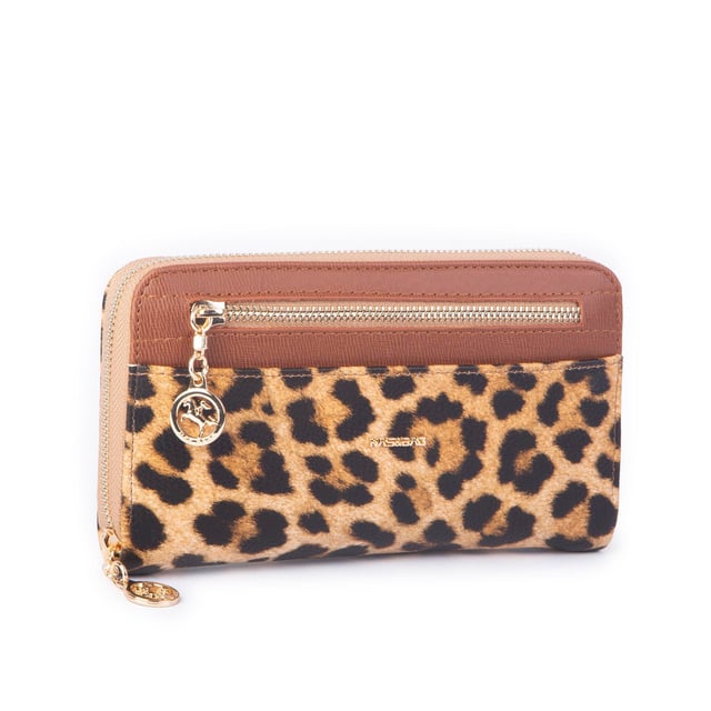 Nas Bag Kadın Yatay Cüzdan Çok  Kartlıklı Bozuk Para ve Kağıt Para Tasarımlı Taba  Leopar