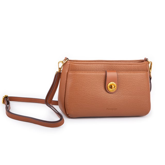 Nas Bag Mini Kadın Çapraz ve Omuz Çanta  (22x14 cm) Taba