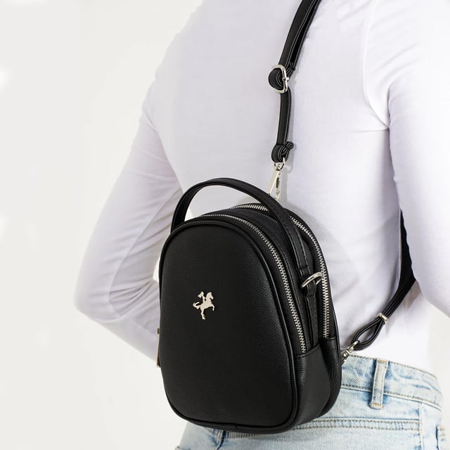 Nas Bag Mini  Kadın Sırt ,El  ve Omuz Çantası Dönüştürülebilir Tasarım Siyah Mercan  (en:17cm ;boy :22cm) 