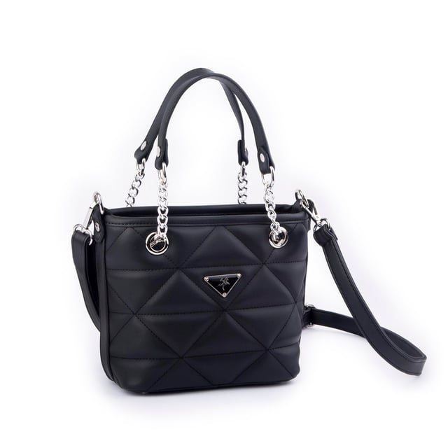 Nas Bag Mini Kadın Zincirli Kapitone El ve Çapraz Çanta 1305 Siyah Dona (19x19) 