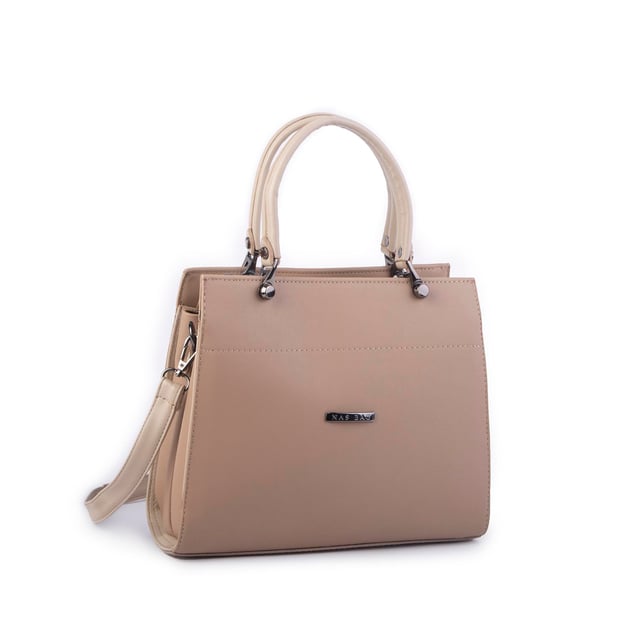Nas Bag Orjinal Kadın El ve Omuz Çantası Klasik Şık Kum Mngo (En :30 cm Boy:26cm)
