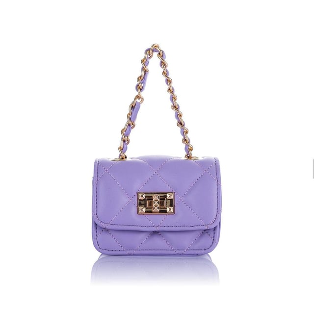 Nas Bag Orjinal Mini Çapraz Cüzdan Çanta Kapitone Zincir Detaylı Lila Dona 