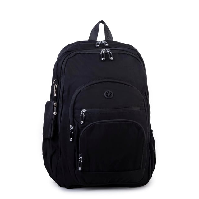 Nas Bag Unisex Hafif Büyük Boy Okul Çantası ve Spor Çantası Çok Gözlü Siyah