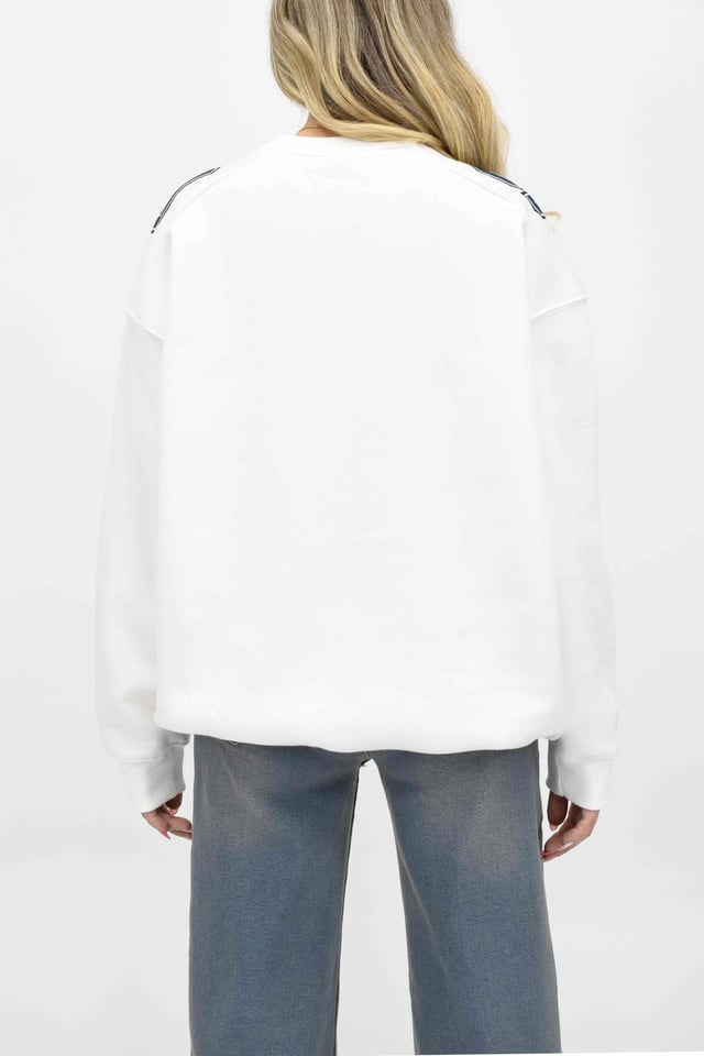 Baskılı Oversize Sweatshirt-Beyaz 