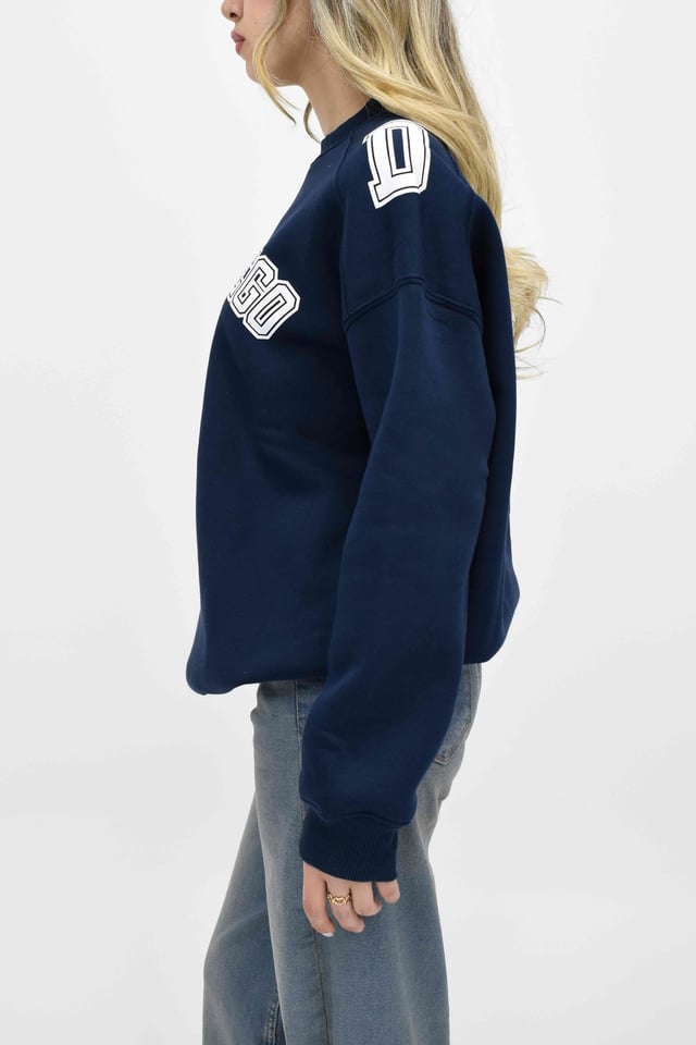 Baskılı Oversize Sweatshirt-Lacivert