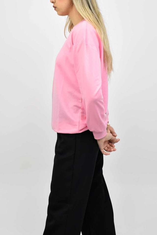 Beli Lastikli Bisiklet Yaka Sweatshirt - Pembe