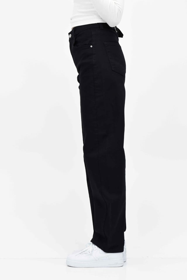 Beli Tokalı Baggy Pantolon-Siyah 