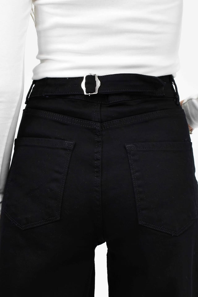 Beli Tokalı Baggy Pantolon-Siyah 