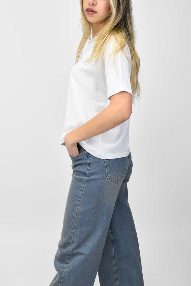 Bisiklet Yaka Basic Tişört - Beyaz 345