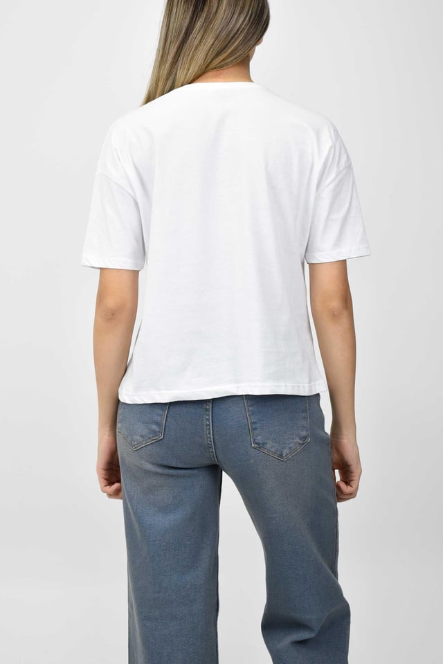 Bisiklet Yaka Basic Tişört - Beyaz 345