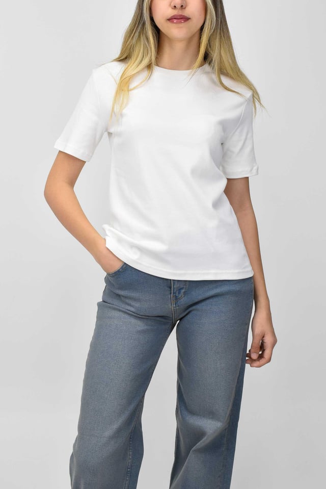 Bisiklet Yaka Basic Tişört - Beyaz 349
