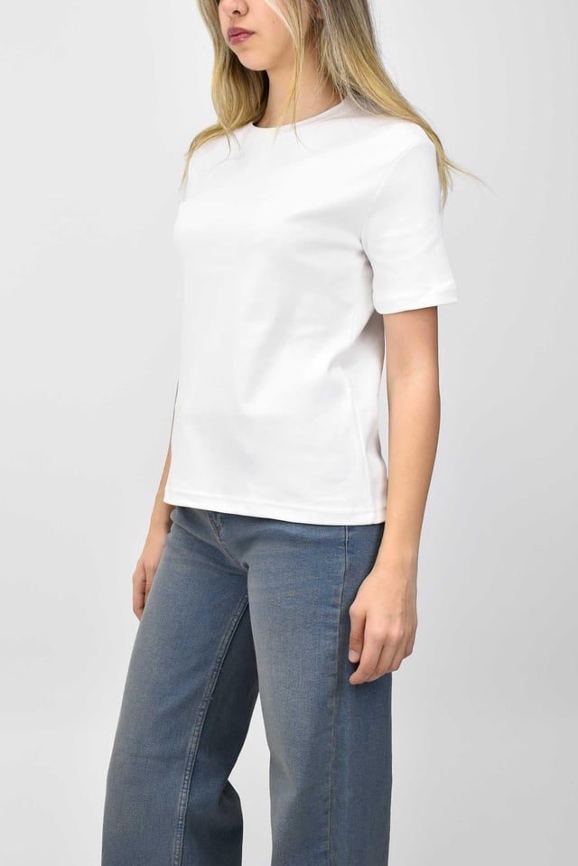 Bisiklet Yaka Basic Tişört - Beyaz 349