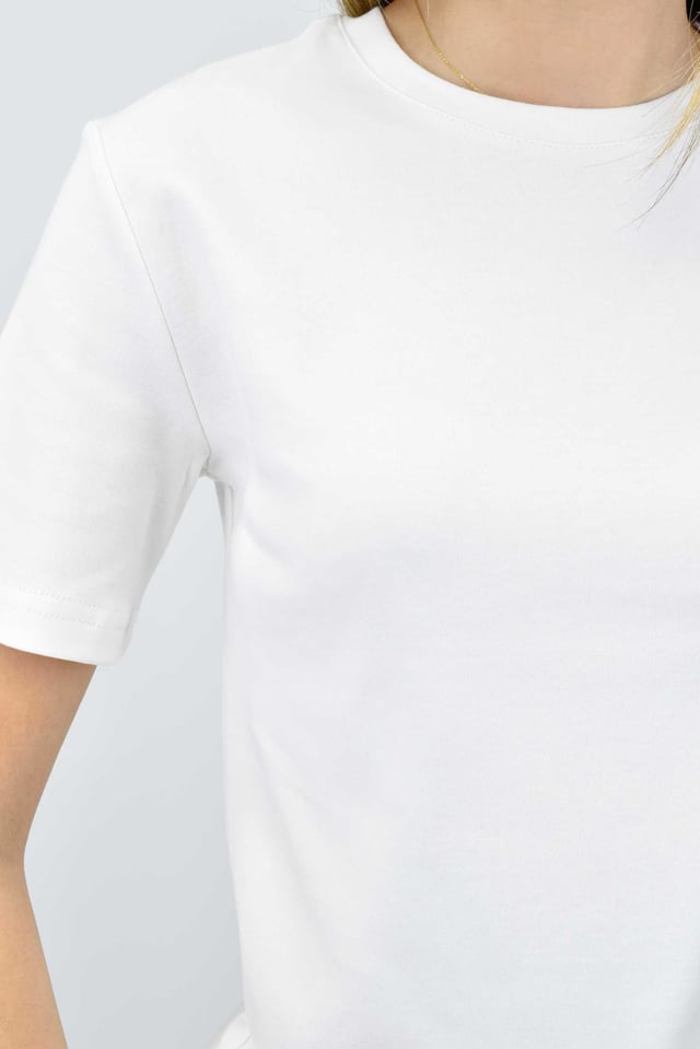 Bisiklet Yaka Basic Tişört - Beyaz 349