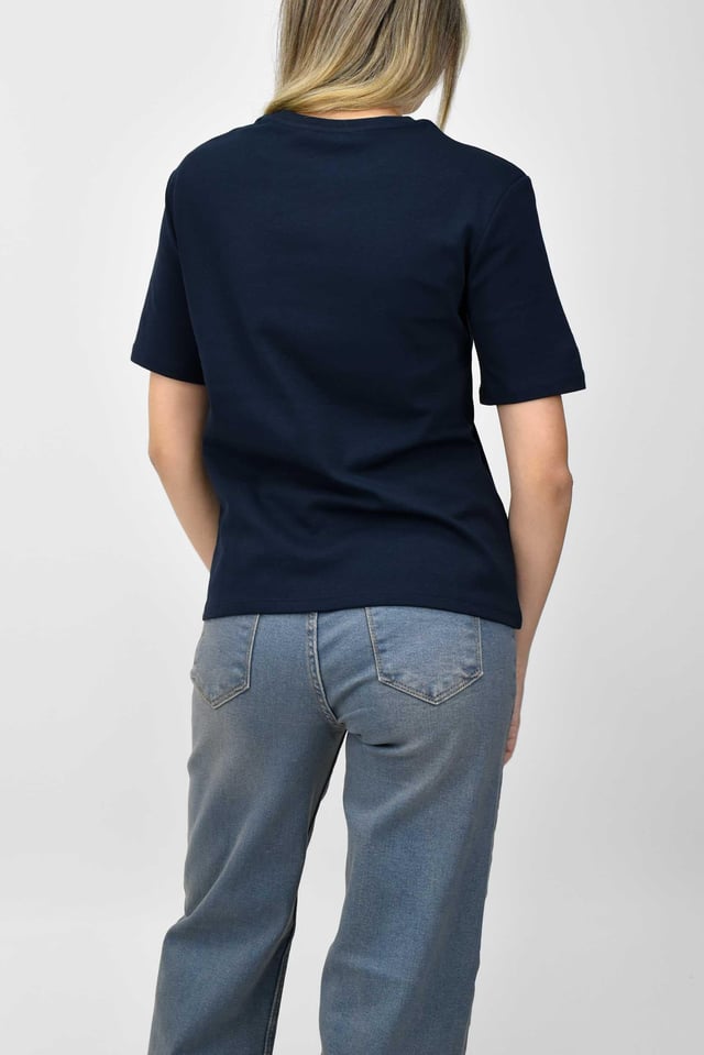 Bisiklet Yaka Basic Tişört - Lacivert
