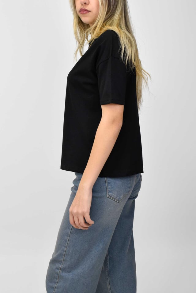 Bisiklet Yaka Basic Tişört - Siyah 