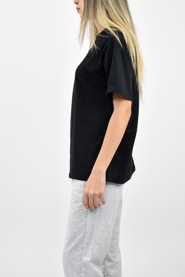 Bisiklet Yaka Oversize Basic Tişört - Siyah