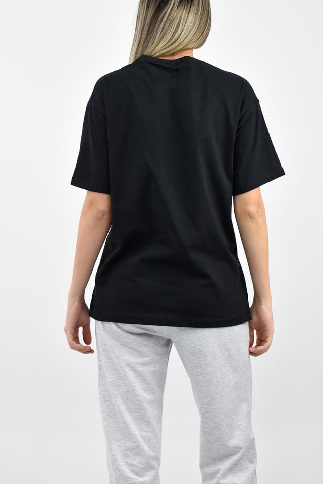 Bisiklet Yaka Oversize Basic Tişört - Siyah