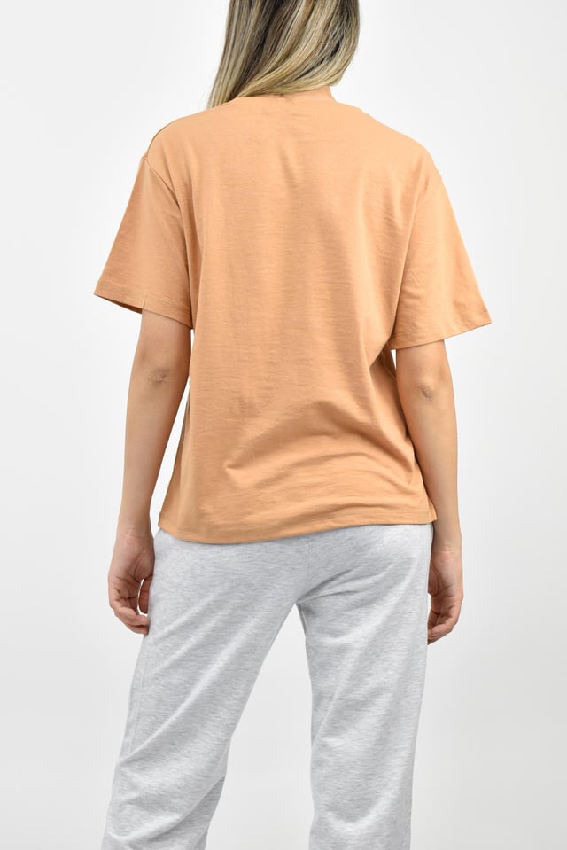 Bisiklet Yaka Oversize Basic Tişört - Somon