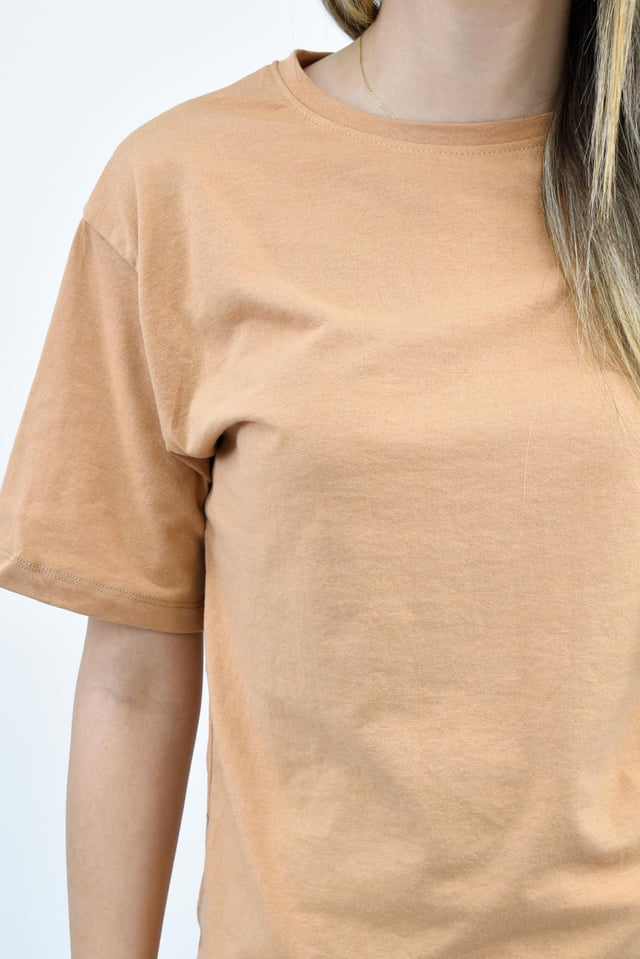 Bisiklet Yaka Oversize Basic Tişört - Somon